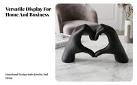 Heart-Shaped Jewelry Stand Smooth Hand Heart Sculpture Solid