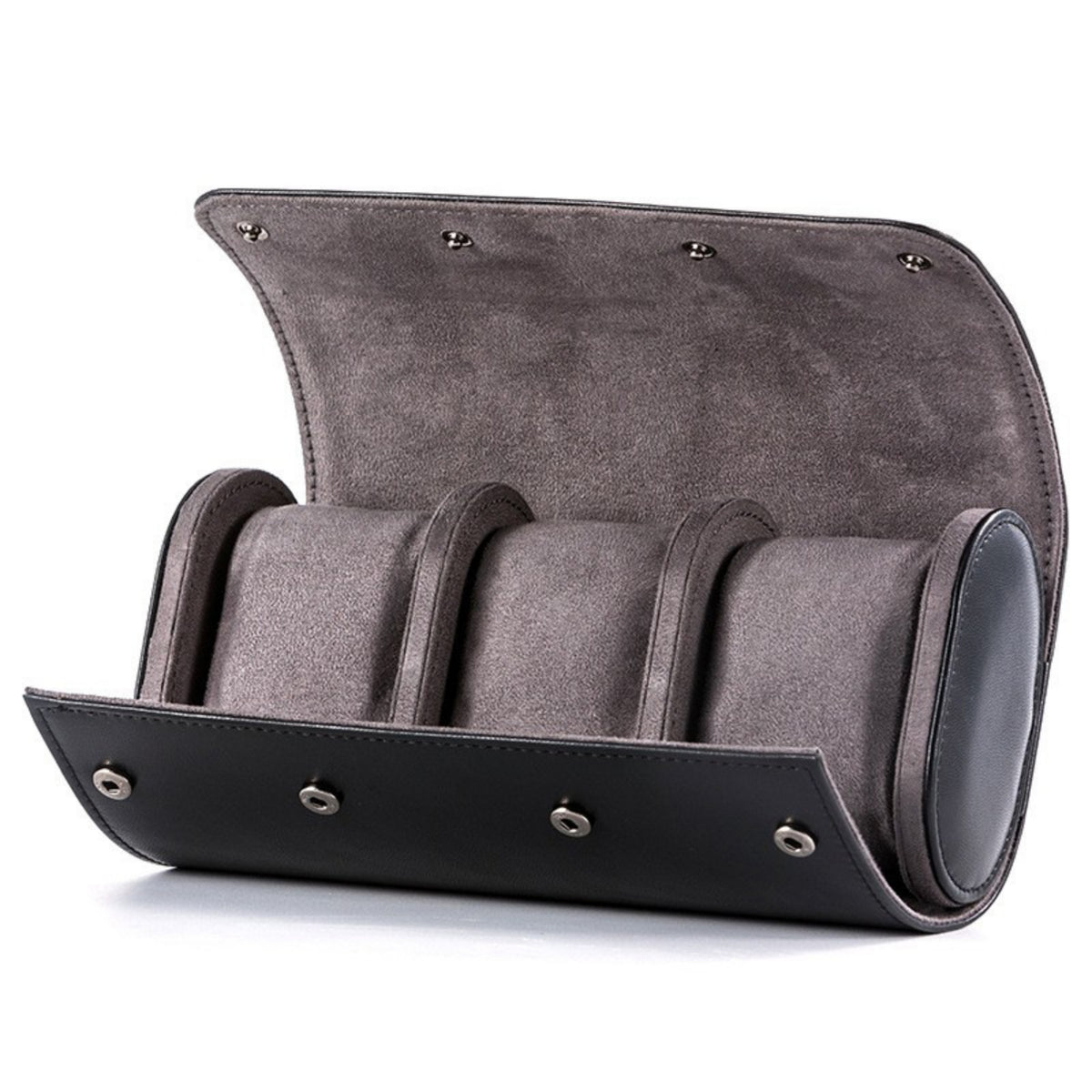 Watch Roll with Three Compartments Leather-Style Travel Watch Roll Portable for Collectors