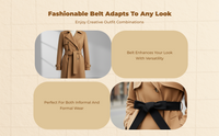 Winter Woolen Waist Belt, Soft, Black, For long coats, Unisex
