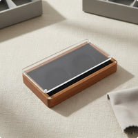 Double Coin Display Case Transparent Cover Gift Packaging Wood Finish