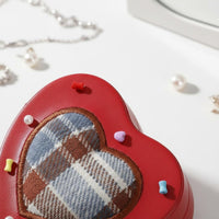 Heart Shaped Jewelry Box Multi-Functional Mini Portable Jewelry Case Soft Lining Band and Earring Organizer for Women