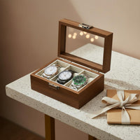 Wooden Watch Display Case Clear View Lid Watch Storage Box Metal Clasp Great Gift Suggestion for Closet