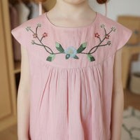 Embroidered Summer Dress Sweet Design Sundress Sleeveless for Outing