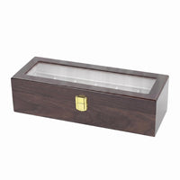 Watch Organizer Box Gold-Tone Clasp Wooden Watch Box White Lined