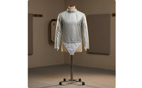 Light Gray Metallic Fencing Jacket High Collar Long-Sleeve Fencing Jacket Fitted Woven Texture for Fencers