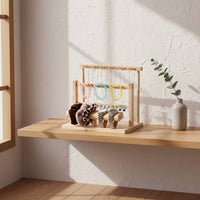 Wooden Jewelry Display Rack Solid Wood & Metal Construction Wooden Jewelry Stand