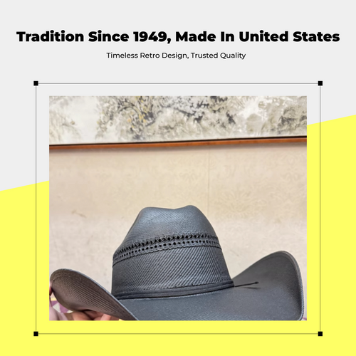 Black Wide Brim Cowboy Hat, Unisex, High Crown