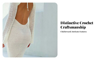 Crochet Handmade Dress, Hollow Knit, Backless, Slit, Home