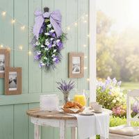 Violet Teardrop Wreath Outdoor-Friendly Violet Lavender Wreath Realistic Look