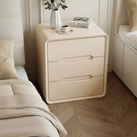 Rounded Corner End Table Scratch Resistant Tech Cloth Modern 2-Drawer Nightstand
