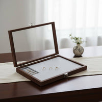 Jewelry Display Tray Glass-Covered Necklace Display Tray Slim Storage Box