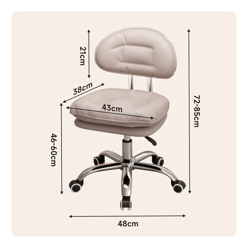 Ergonomic Back Support Padded Technician Stool on Wheels Adjustable Rolling Stool with Backrest for Beauticians, Nail Technicians