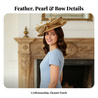 Feather Mesh Fascinator Vintage Inspired Elegant Sinamay Headpiece Feather Flower Headpiece Versatile Wear Pillbox Hat Hair