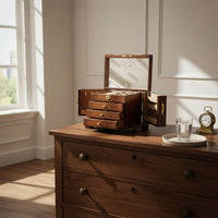 Wooden Jewelry Box Vintage Design Jewelry Box with Mirror Lock and Key
