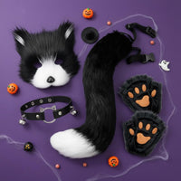 Paw Glove Face Covering Set Halloween Canine Tail Face Covering Set Cosplay Furry Animal Outfit Accessories for Women, Dress-up Party