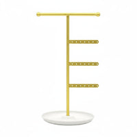 T-Shaped Jewelry Stand with Tray Multi-Functional Storage for Dresser, Women