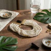 Layered Pearl Necklace Cultured Layered Necklace Stacked for Women