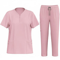 Scrub Set Multiple Pockets Nursing Medical Attire Set Stretch Material
