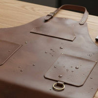Waterproof Barber Apron With Pockets PU Leather Apron Vintage Design