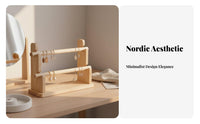 Minimalist Design Wooden Jewelry Display Rack Tiered Design Solid Wood Jewelry Bar Tree Space-Saving for Dressing Table, Boutique