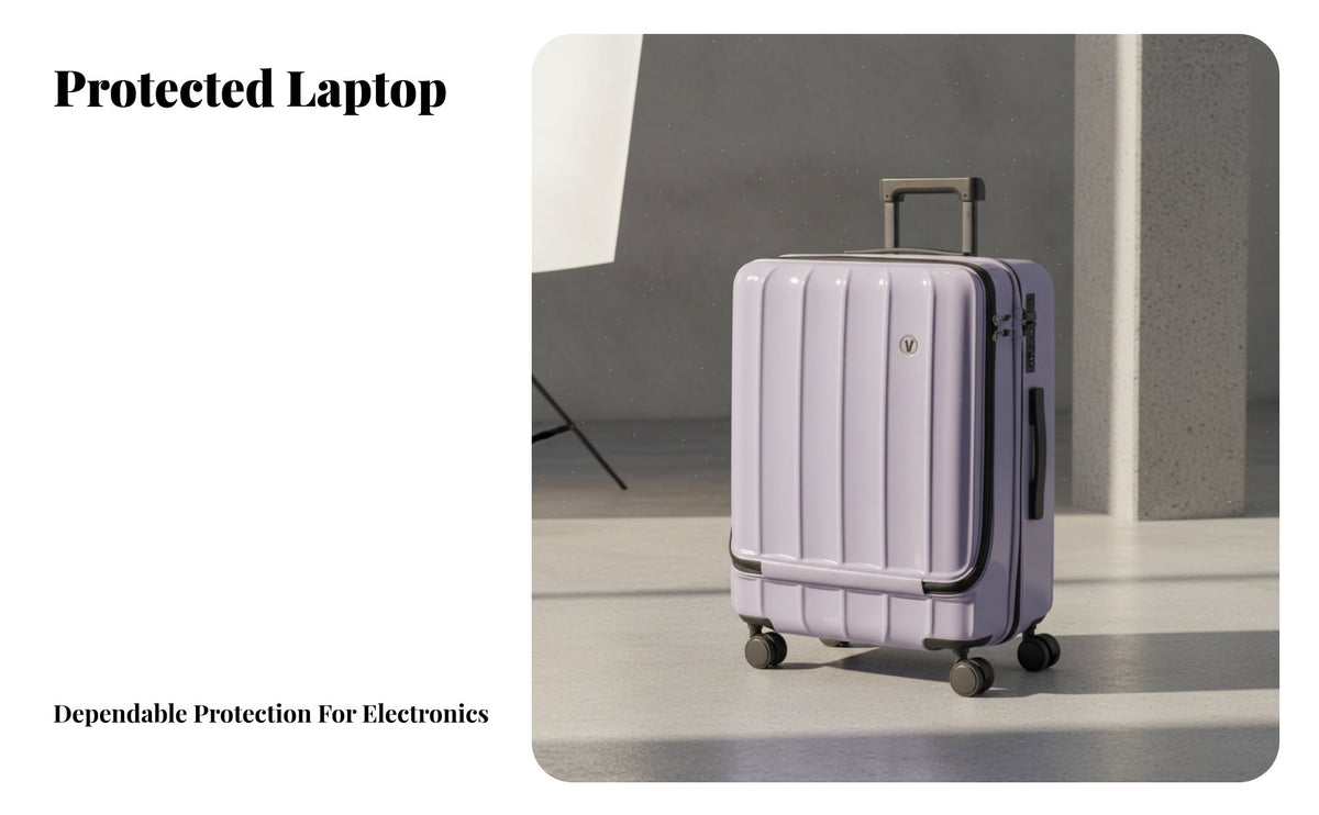 Built-in USB Port Front-Opening Hardside Suitcase Combination Lock Hardshell Carry-on Airline Approved Rolling Luggage Telescoping Handle for Travelers, Vacationers, Business Professionals, Vacations, Weekend Getaways, Airports, Airport