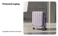 Built-in USB Port Front-Opening Hardside Suitcase Combination Lock Hardshell Carry-on Airline Approved Rolling Luggage Telescoping Handle for Travelers, Vacationers, Business Professionals, Vacations, Weekend Getaways, Airports, Airport