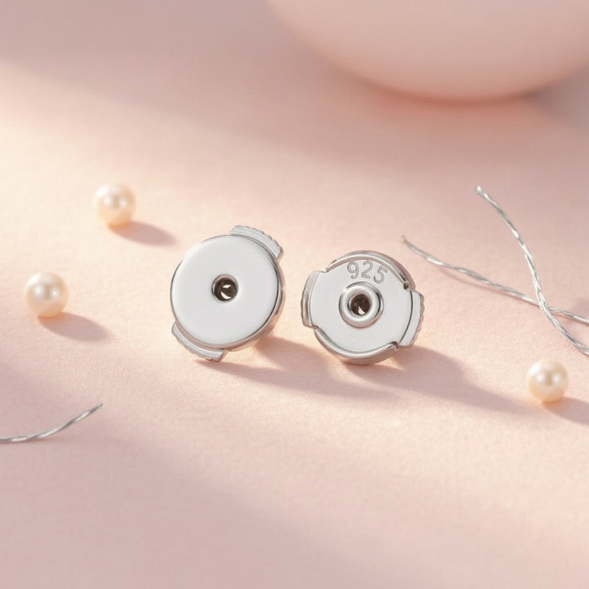 Sterling Silver Earring Backs Replacement Earring Backs with Push-on Clasp Fastener Hypoallergenic Jewelry Secure Lock for Women