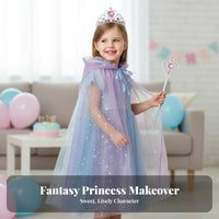 Sheer ice crystal Cloak Easy to Wear ice crystal Print Hooded Mantle for Halloween