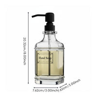 Square Glass Pump Bottle Refillable Lotion Pump Bottle for Kitchen, Office
