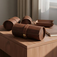 3-Watch Storage Roll Portable 3-Compartment Watch Roll Case Soft Safeguarding Interior Handmade for Men, Display