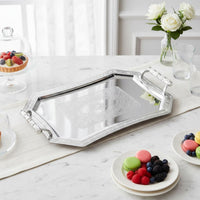 Ornate Serving Tray with Handles Sturdy Construction for Hotel, Buffet