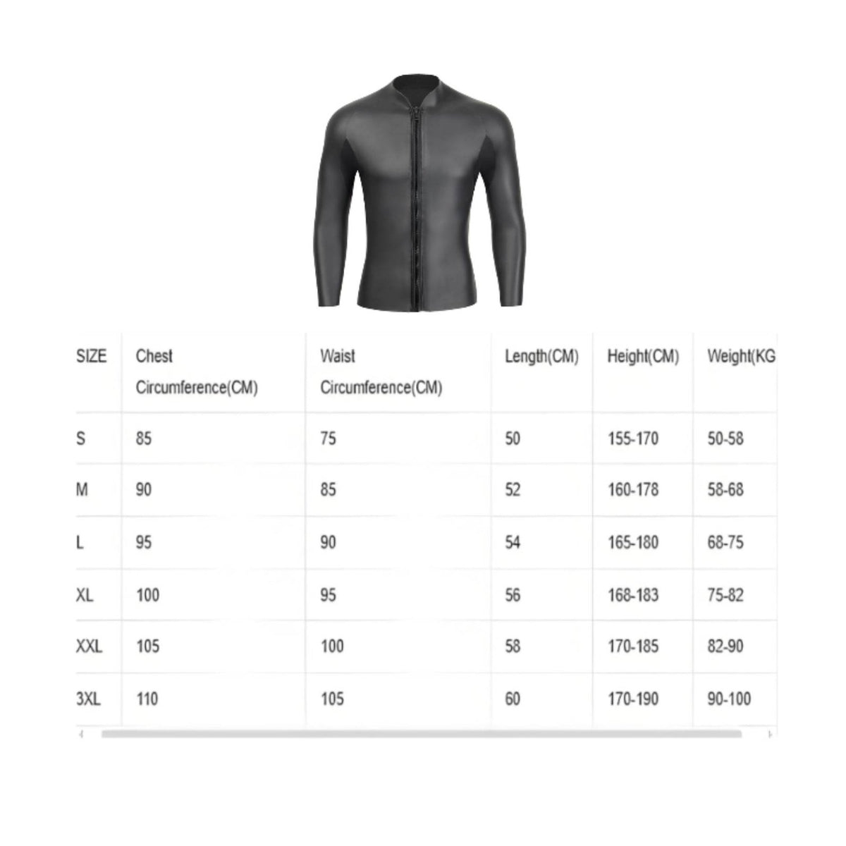 3mm Neoprene Wetsuit Top Thermal Insulation Long Sleeve Neoprene Top for Men