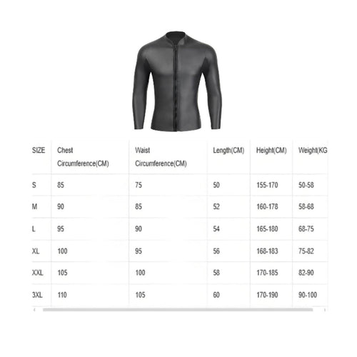 3mm Neoprene Wetsuit Top Thermal Insulation Long Sleeve Neoprene Top for Men