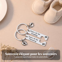 2 Pieces New Parent Keychain Stainless Steel Mom and Dad Keychain Keepsake Gift