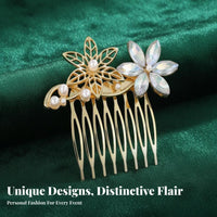 Decorative Hair Comb Foliage and Flower Design Crystal Hair Comb Shimmering Crystal S Elegant Design for Nuptial Celebrant