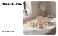 Clear Partitioned Puff Container Transparent Design for Bathroom Counter