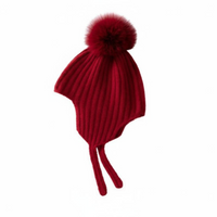 Family Cashmere Earflap Hat Foldable Wool Tassel