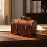 Vintage Wooden Box Decorative Wooden Keepsake Box with Lock Retro Treasure Chest Versatile Antique Design Chest