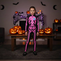 Luminous Skeleton Jumpsuit Luminous Glow in the Dark Skeleton Jumpsuit Death Head Print Bodysuit for Kids, Cosplay, Party, Stage