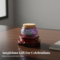 Golden Bean Display Jar Wide Mouth Design Miniature Wealth Pot Decoration Glass Treasure Basin Gift Box Included