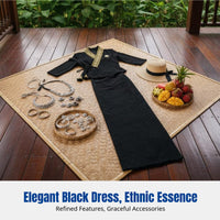 Dai Costume, Women's Lightweight Breathable Water-Splashing Dress, Black Skirt, Summer, Work, Daily Wear