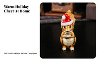 Decorative Hinged Opening Santa Hat Squirrel Box Squirrel Jewelry Box