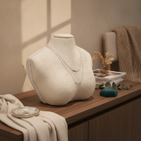 Necklace Display Bust Linen-Covered Necklace Bust Display Stand clothWrapped Pendant Chain Holder