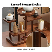 Oriental Design Solid Wood Bracelet Holder Stable Base Wooden Multi-Tier Display Stand Artisanal Look for Collectors, Study