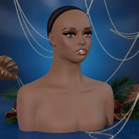 Black Female Mannequin Head Easy to Clean Female Bust Mannequin for Salon Owners