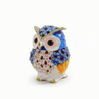 Owl Jewelry Box Jeweled Ornament Enameled for Vanity
