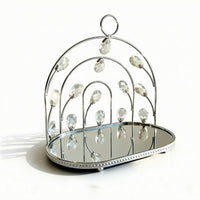 Dessert Stand with Mirrored Trays Arched Pastry Stand with Crystal Drops Ornate Display Tray for Confectioners, Weddings