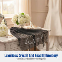Double Layer Bridal Veil, Beaded Embroidery, Crystal Edge, Iron Comb, European Wedding Accessory