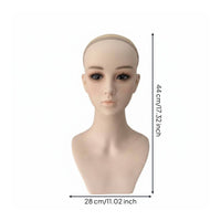 Hairpiece Display Head PVC Female Model Head with Makeup Lifelike Features for Salon
