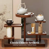 Oriental Design Solid Wood Bracelet Holder Stable Base Wooden Multi-Tier Display Stand Artisanal Look for Collectors, Study